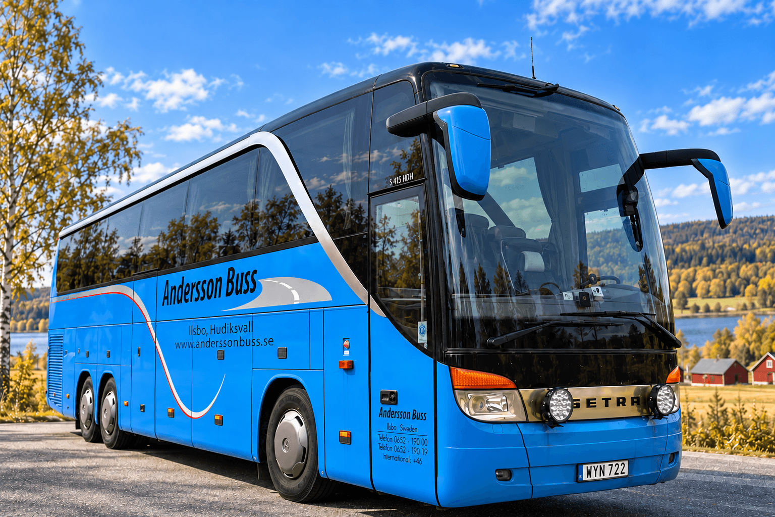 Blå Setra S 415 HDH från Andersson Buss